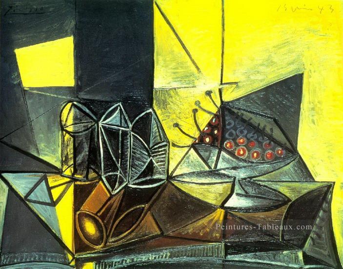 Buffet Nature morte aux verres et aux cerises 1943 cubisme Pablo Picasso Peintures à l'huile